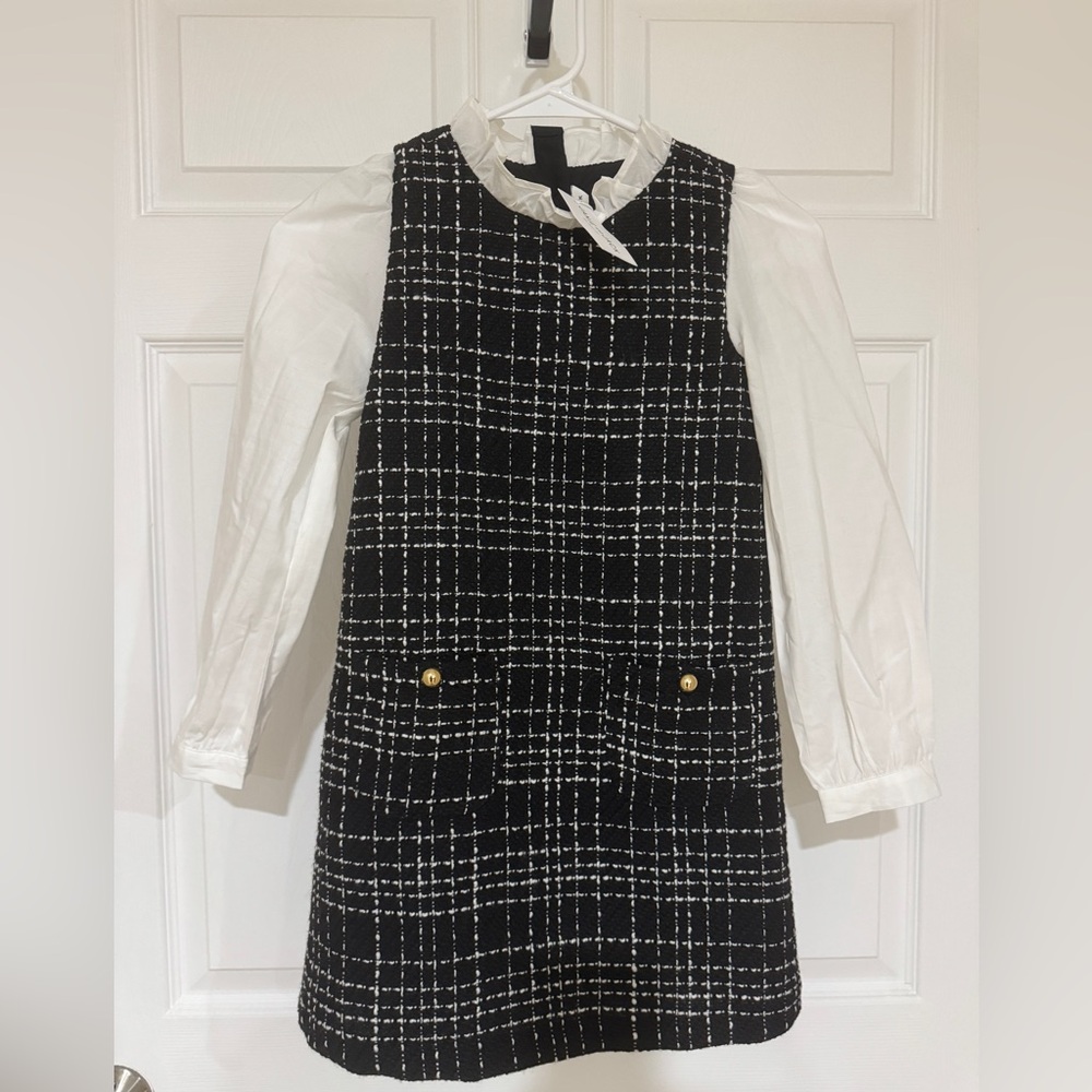 Janie and Jack Black and White Plaid Dress